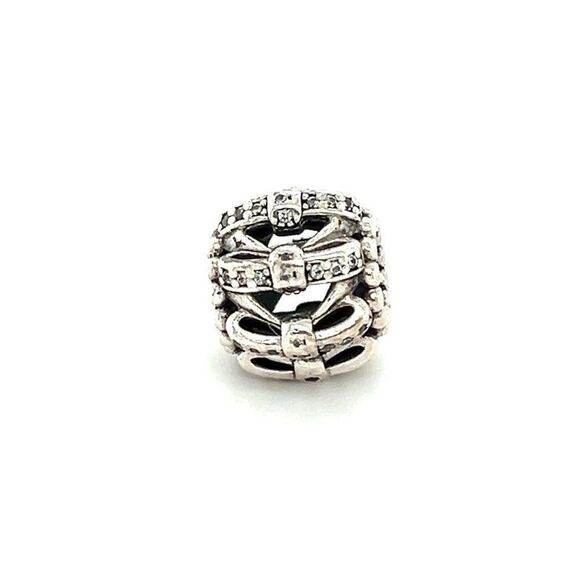 Pandora Cz Bow Round Charm - Picture 1 of 4